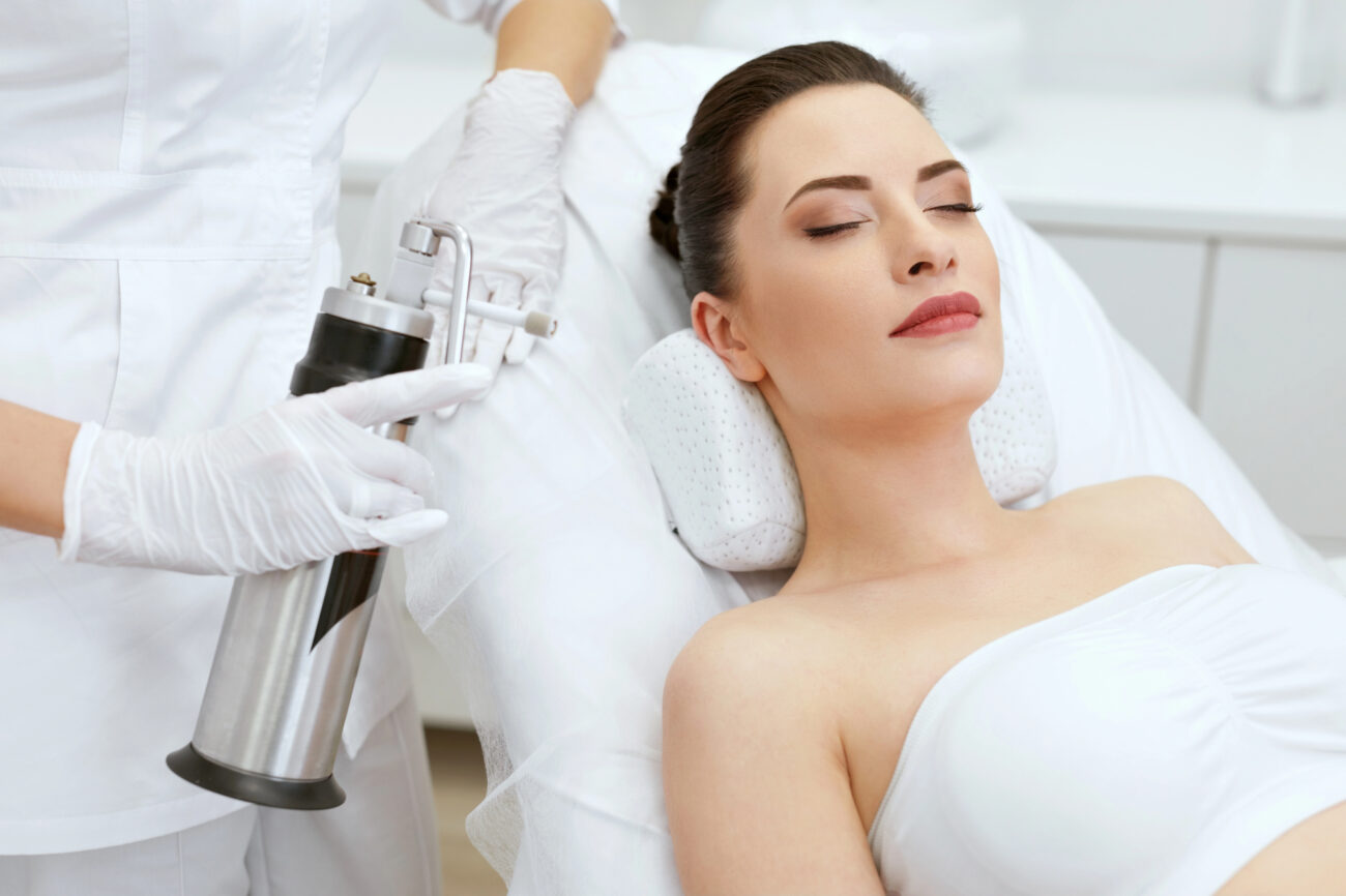 Woman At Facial Oxygen Cryotherapy